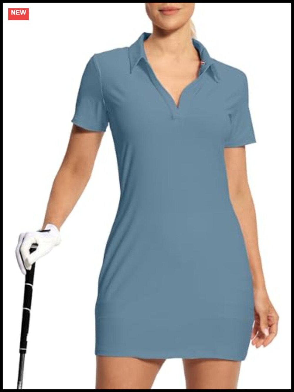 Hiverlay Golf Dress Short Sleeve Tennis Dress Detachable Shorts Athletic